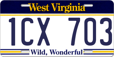 WV license plate 1CX703