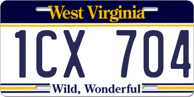 WV license plate 1CX704