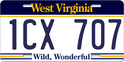 WV license plate 1CX707