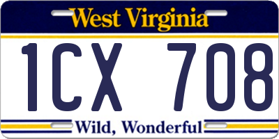 WV license plate 1CX708