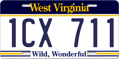 WV license plate 1CX711