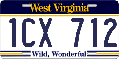 WV license plate 1CX712