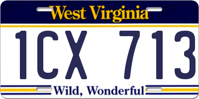 WV license plate 1CX713