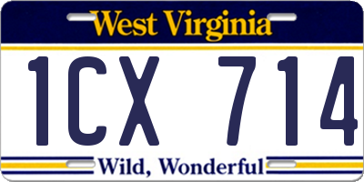 WV license plate 1CX714