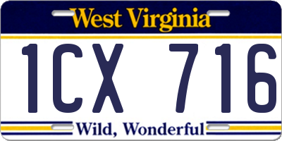 WV license plate 1CX716