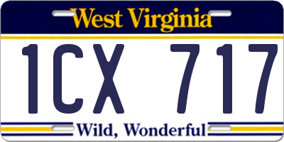 WV license plate 1CX717