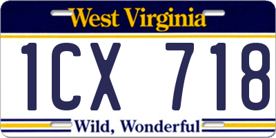 WV license plate 1CX718