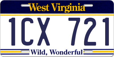 WV license plate 1CX721