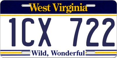 WV license plate 1CX722