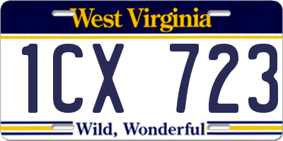 WV license plate 1CX723