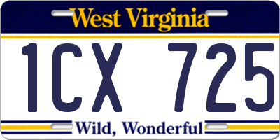 WV license plate 1CX725