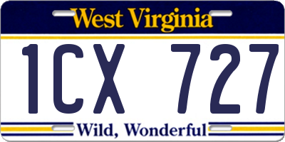 WV license plate 1CX727
