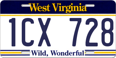 WV license plate 1CX728
