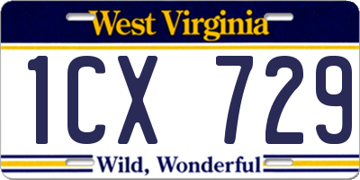 WV license plate 1CX729