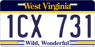WV license plate 1CX731