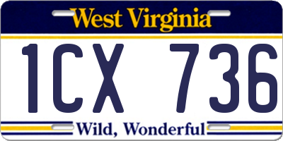 WV license plate 1CX736
