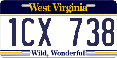 WV license plate 1CX738