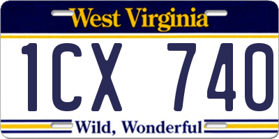 WV license plate 1CX740
