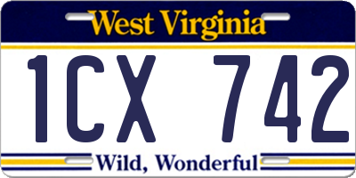 WV license plate 1CX742
