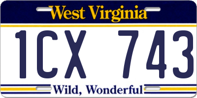 WV license plate 1CX743