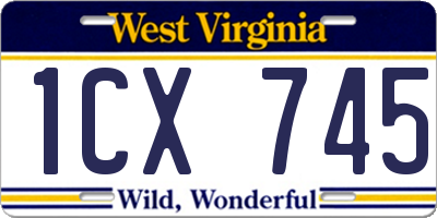 WV license plate 1CX745