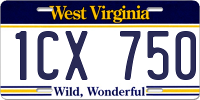 WV license plate 1CX750
