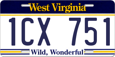 WV license plate 1CX751