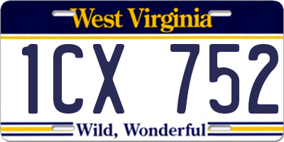 WV license plate 1CX752