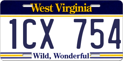 WV license plate 1CX754