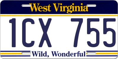 WV license plate 1CX755