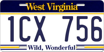 WV license plate 1CX756
