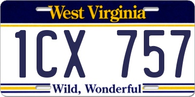 WV license plate 1CX757
