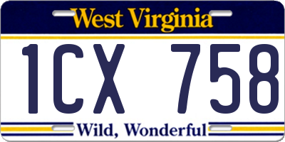 WV license plate 1CX758