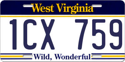 WV license plate 1CX759