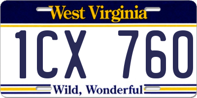 WV license plate 1CX760