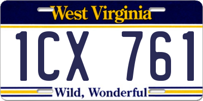 WV license plate 1CX761
