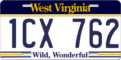 WV license plate 1CX762