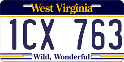 WV license plate 1CX763
