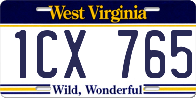 WV license plate 1CX765