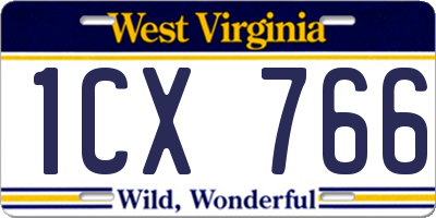 WV license plate 1CX766