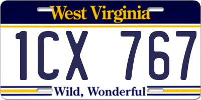 WV license plate 1CX767