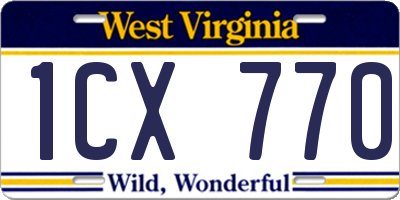 WV license plate 1CX770