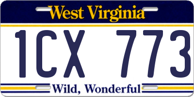 WV license plate 1CX773