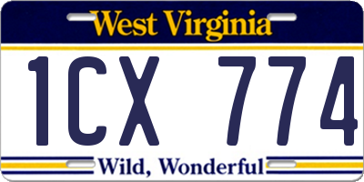 WV license plate 1CX774