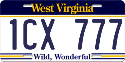 WV license plate 1CX777