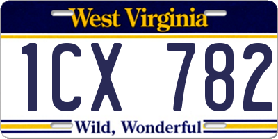 WV license plate 1CX782
