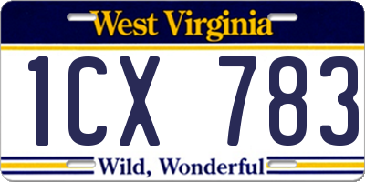 WV license plate 1CX783