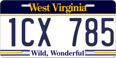 WV license plate 1CX785