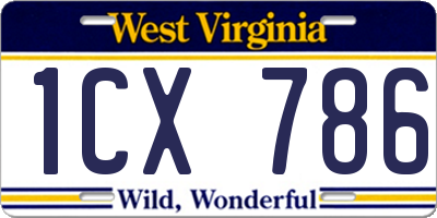 WV license plate 1CX786