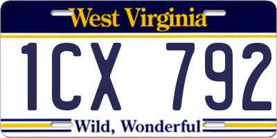 WV license plate 1CX792